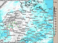 Hohe Temperaturen und erste Schauer im Westen